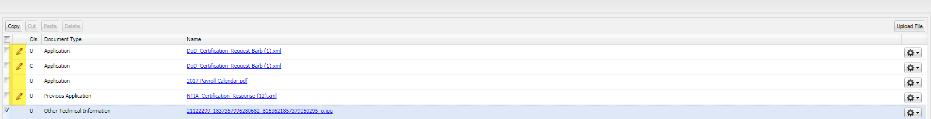 Pencil Icons Indicate Certification Applications